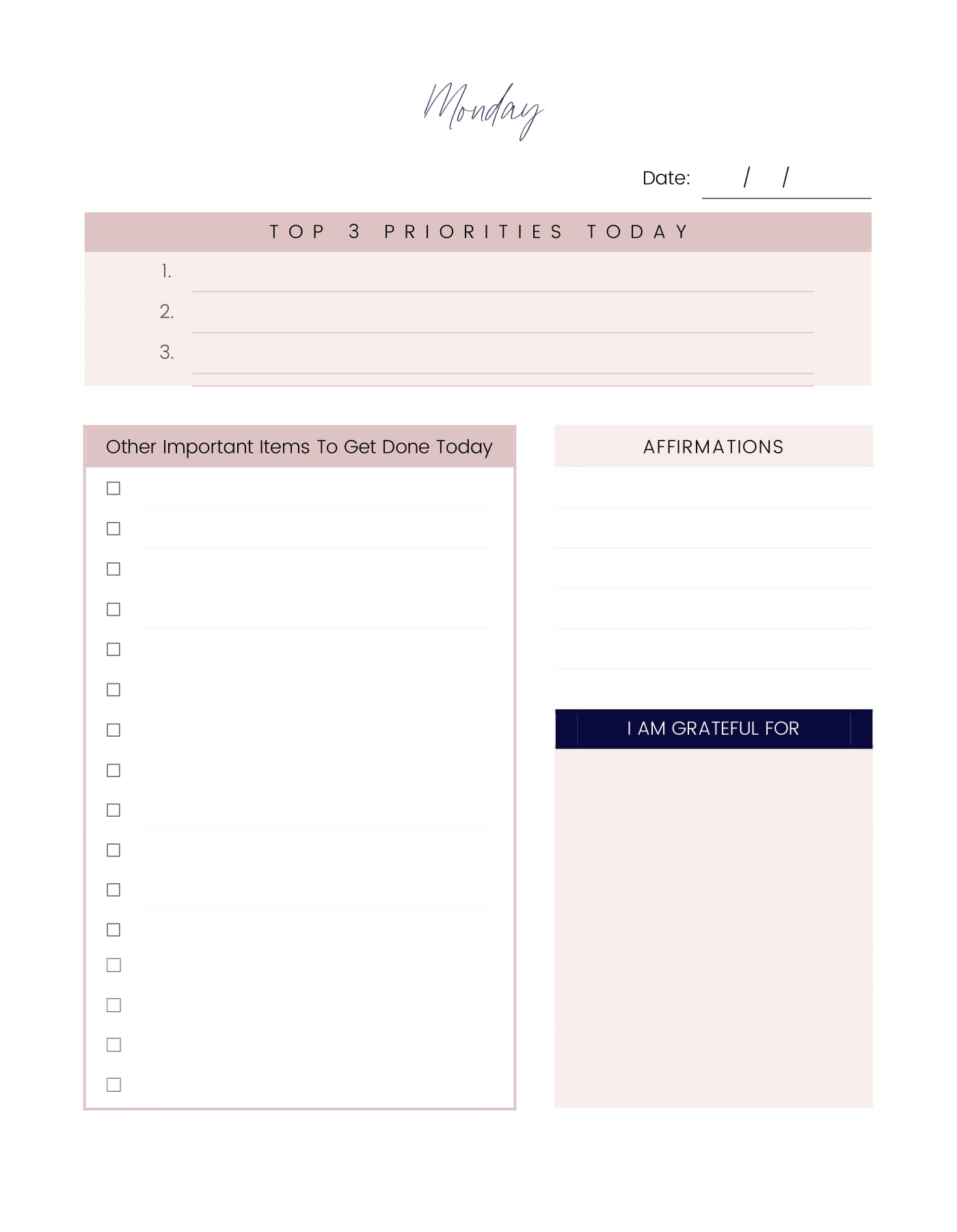 Create your future planner daily plan
